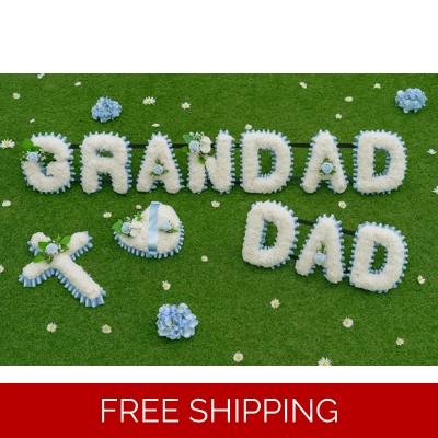 GRANDAD & DAD Funeral Flower Package with Cross and Heart Tribute